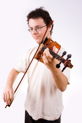 Young man playing a violin