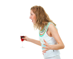 Drunk woman quarrel with someone