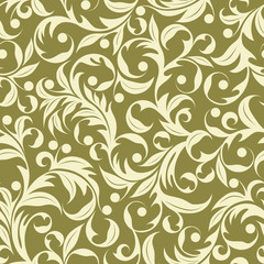 Seamless pattern from beige plants