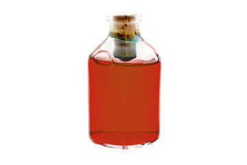 Red liquid in the bottle