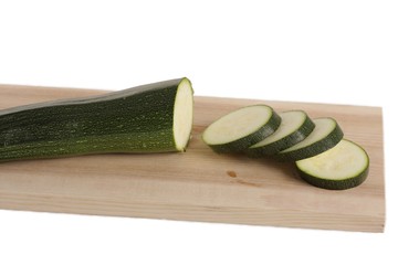 Sliced courgette on the plate