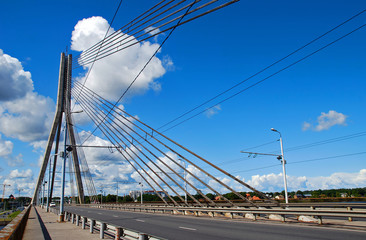 Obraz premium Suspension bridge in Riga