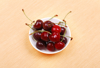 cup of cherries on a background