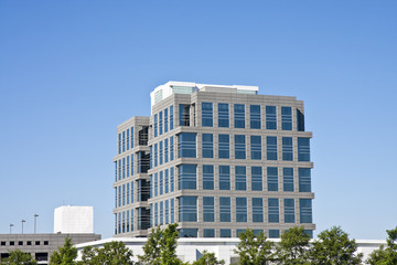 Grey Building with Blue Windows