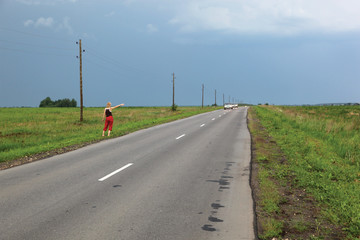 woman on the road
