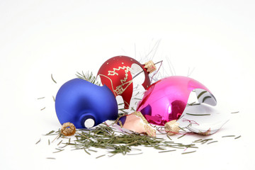 Destroyed remains of Christmas glass balls