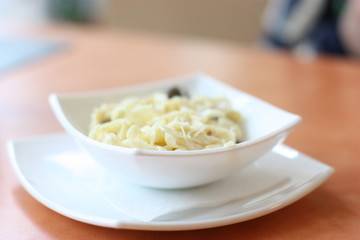 White plate with paste