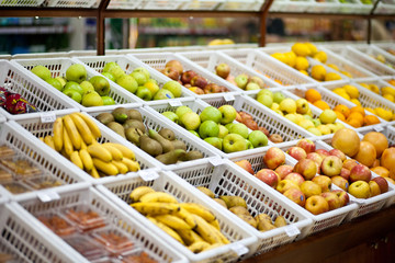 fruit and vegetables section in a grocery store