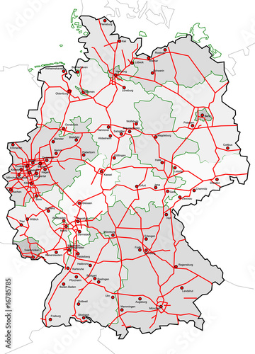 "Bundesautobahnen, Städte und Länder der Bundesrepublik" Stockfotos und