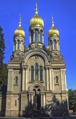 Fototapeta na wymiar Wiesbaden Russian Orthodox w Nerobergbahn kaplica