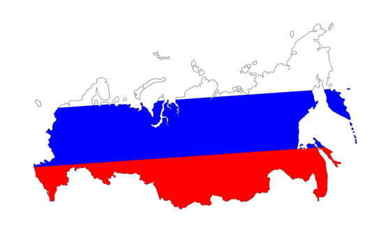 Russia map with flag of country