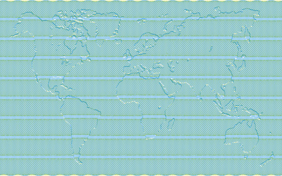 Secured Guilloche diploma background with embossed world map