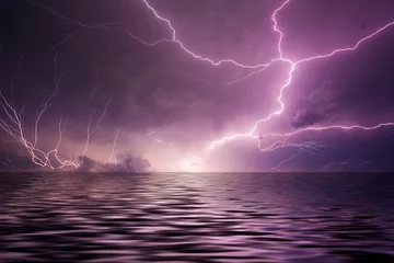 Crédence de cuisine en verre imprimé Orage Lightning over water
