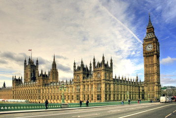 Fototapeta na wymiar Londyn - Domy Parlamentu i Big Ben