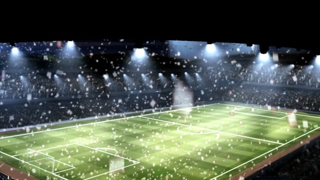 Sports field in light of spotlight