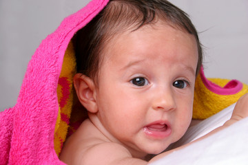 cute baby with towel