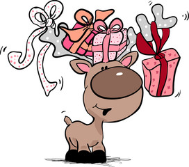 reindeer with gift boxes