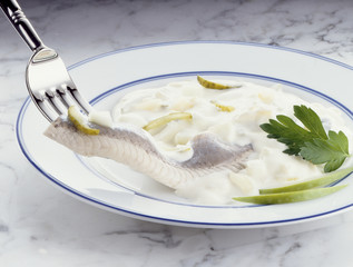 Fisch Sahnehering Teller Food essen speise menü