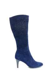 Blue female shammy boot isolated on white