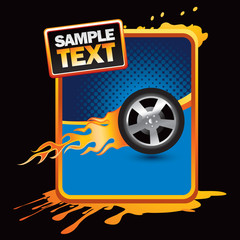 Flaming tire orange splattered banner