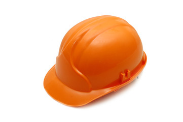 Orange helmet isolated on white background