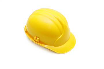 Fototapeta premium Yellow helmet isolated on white background