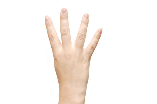 women hand show the number four