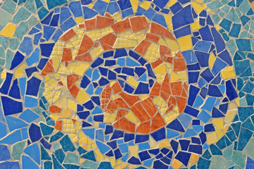 mosaic wall from ceramic broken tile