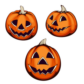 set of three halloween pumpkin