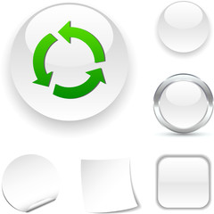 Recycle white icon. Vector illustration