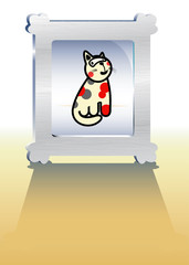 Vector illustration of frame and kitten picture.