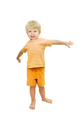 Happy three year old isolated.