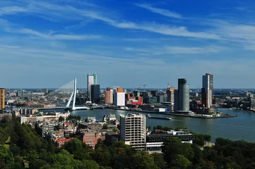 Papier Peint photo autocollant Pont Érasme vue aérienne de Rotterdam