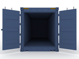 blue open cargo container