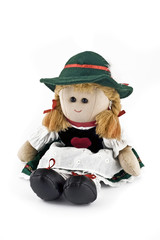 Rag doll in national (folk) Austrian costume isolated