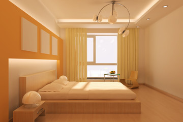 Fototapeta na wymiar 3d rendering interior of a modern bedroom