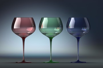 3d rendering three goblets