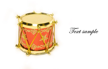 Obraz na płótnie Canvas Toy drum christmas decoration with a text sample