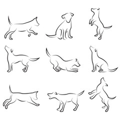 Fototapety  dog drawing set