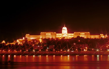 Fototapeta na wymiar The Royal Palace at night, Budapest, Hungary