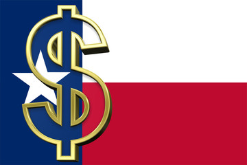 Texas flag with dollar sign.
