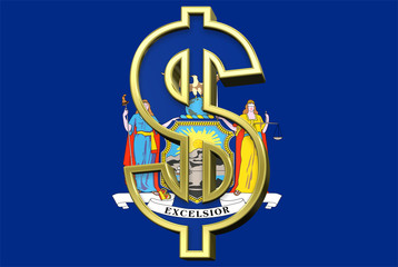 New York flag with dollar sign.
