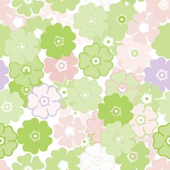 Pastel repeating flower background on white