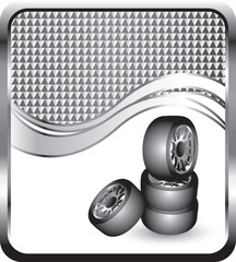 Stacked tires checkered wave background