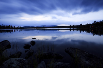 blue hour after sunset in norway