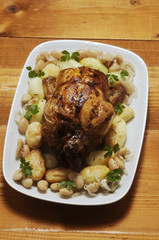 Pollo arrosto con fagioli e patate