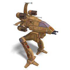 futuristic transforming scifi robot and spaceship