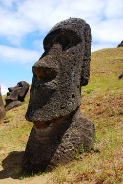 Moai at Rano Raraku quarry on Easter Island, Chile