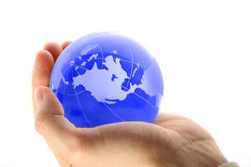 world in hand and global internet and business