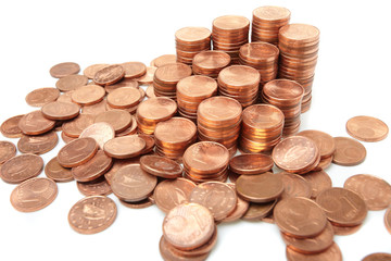 coins  on white background